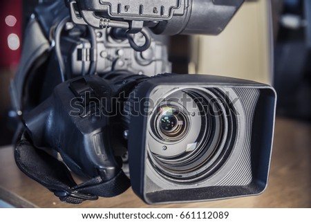 closeup of the camera lens