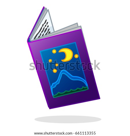 vector cartoon object illustration. Old open book of fairy tales. Bedtime stories. Clip art isolated on transparent background. Hand drown design element. Baby graphics concept. 

