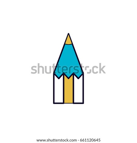 white background with color sections silhouette of pencil tip vector illustration