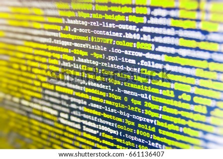 Javascript functions, variables, objects. SEO concepts for better SERP. Data network hardware Concept. IT business.  Programming code typing. Web site codes on computer monitor. 
