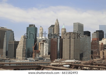 Manhattan Skyline from Brooklyn Bridge looking towards Midtown. 