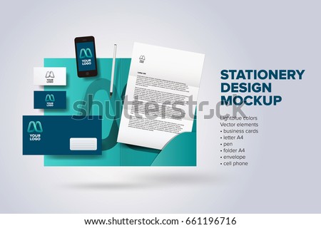 Stationery corporate identity design mock up vector Royalty-Free Stock Photo #661196716