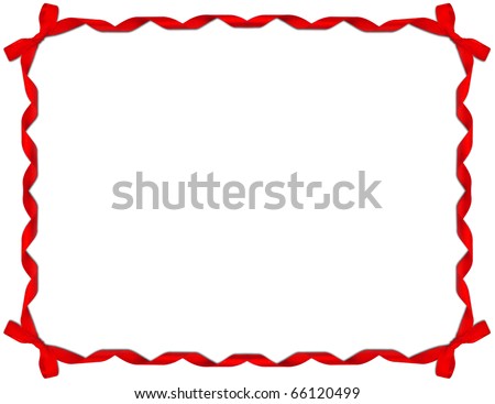 Red Ribbon Frame with Bow on white background