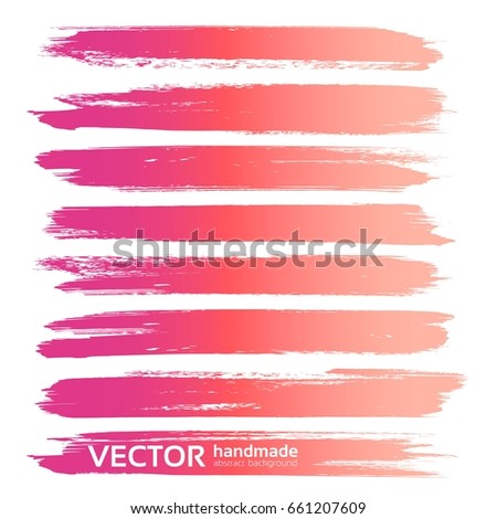 Big pink abstract strokes set isolated on a white background