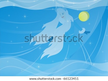 Abstract background of a winter night with the Snow Queen.