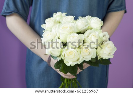 Girl with bridal bouquet in her hands