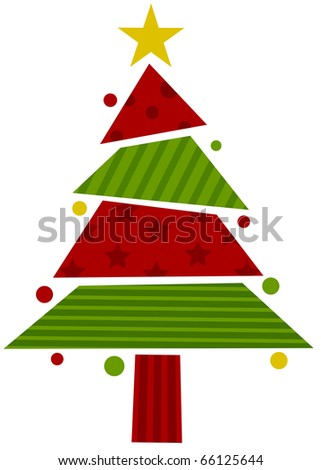 Christmas Tree Design Featuring Assorted Pieces of Wrapping Paper Forming the Shape of a Christmas Tree