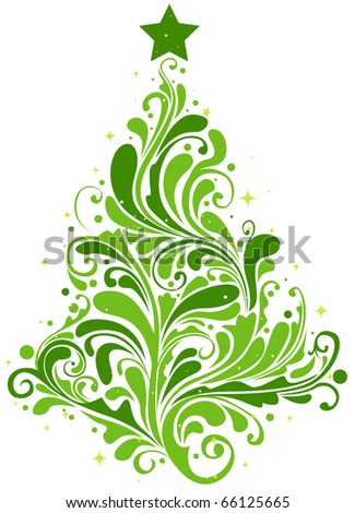 Christmas Tree Design Featuring Abstract Swirls Shaped Like a Christmas Tree