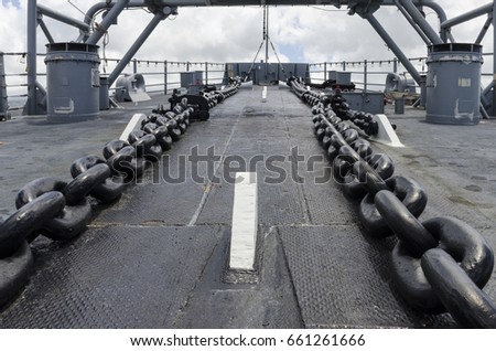 anchor chains on ship