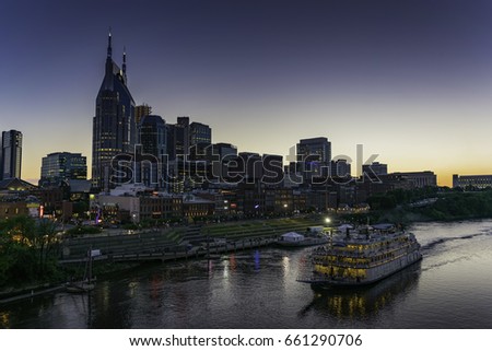 Nashville Skyline with General Jackson Showboat Royalty-Free Stock Photo #661290706