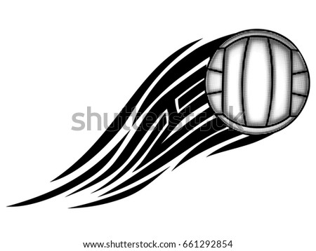 Abstract vector illustration black and white volleyball ball and tribal wing . Design for tattoo or print t-shirt .