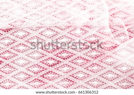 Texture background pattern. Lacy white fabric. Hand lace on white background. White guipure, embroidery on fabric for a wedding dress, postcard, photo wallpapers, poster,