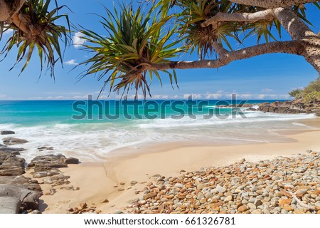 A clear day at Coolum Beach on Queensland's Sunshine Coast in Australia Royalty-Free Stock Photo #661326781