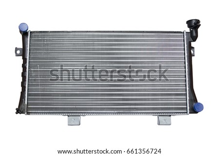 Engine cooling radiator isolated on a white background