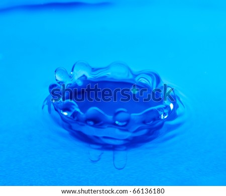 Water drop landing into a puddle surface