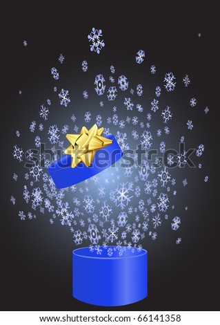 Christmas vector illustration of present with snowflakes
