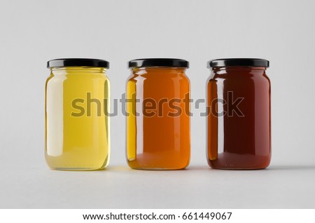 Honey Jar Mock-Up - Three Jars Royalty-Free Stock Photo #661449067
