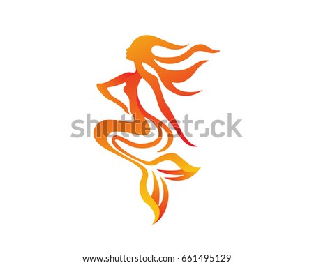 Passionate Flaming Imaginary Mythology Creature Logo - Mermaid