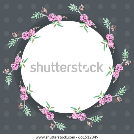 Hand drawn floral frame, wreath and laurel. Vintage clip art for wedding, holiday and greeting cards, web, print scrapbook design and other