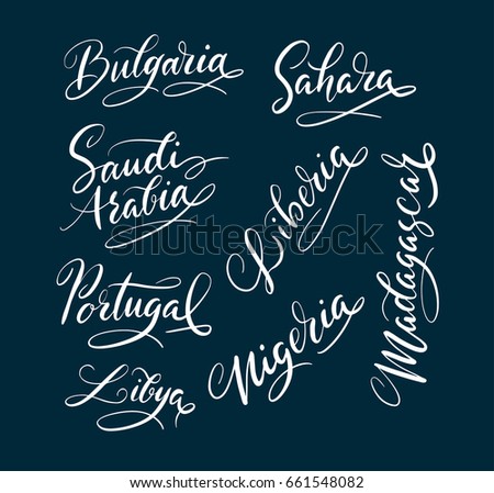 Madagascar and bulgaria hand written typography. Good use for logotype, symbol, cover label, product, brand, poster title or any graphic design you want. Easy to use or change color
 