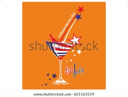  Independence Day in USA.Stylish american independence day design.
Cocktail party glass design menu background.