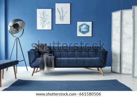 Retro elegant room with vintage couch and lamp