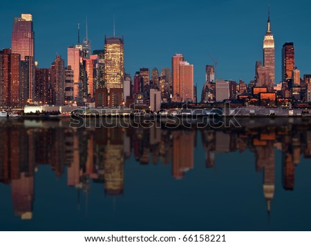 photo scenic new york city skyline over hudson river