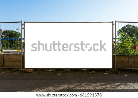 Blank Construction Gate Ad Blockade Fence Large White Isolated Template Working Industry