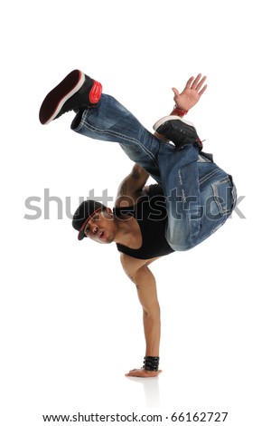 Hip Hop Style Dancer performing isolated on a white background Royalty-Free Stock Photo #66162727