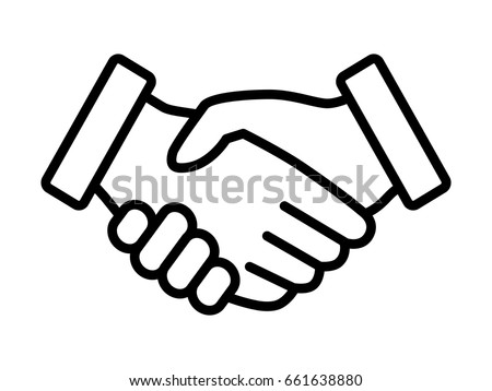 Business handshake / contract agreement thin line art vector icon for apps and websites