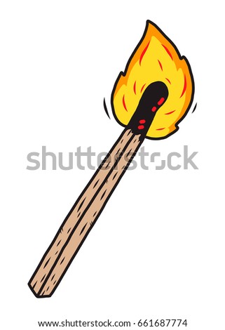 matchstick with fire / cartoon vector and illustration, hand drawn style, isolated on white background.