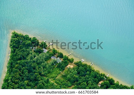Aerial view of edge of land by water, Toronto, Ontario, Canada. aerial picture from ontario canada 2016