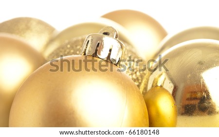 closeup of a christmas balls on a white background