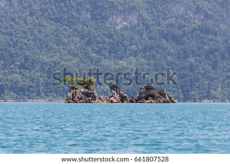 Islands on Lake Ratchaprapha in Thailand