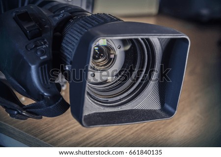 closeup of the camera lens
