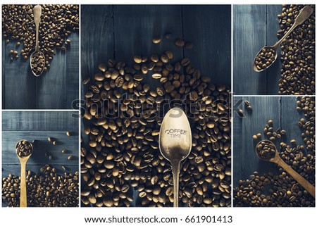 Collage of coffee. Collage of different photos of coffee.