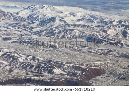 Beauty aerial view Iceland mountain landscape during winter season, natural landscape background