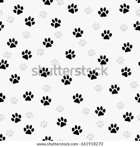 Pair of paw prints seamless pattern. Vector illustration