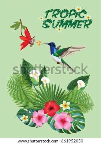Tropical composition. Vector Postcard.