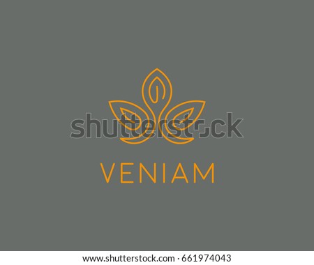 Abstract flower lotus logotype. Elegant crown line logo. Universal premium spa vector sign.