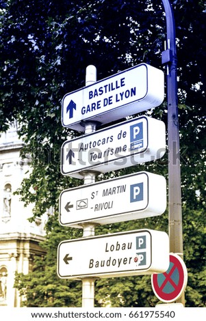 City signs in Paris.