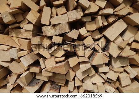 Pile of wood logs. Wood logs texture background. Transcarpathia