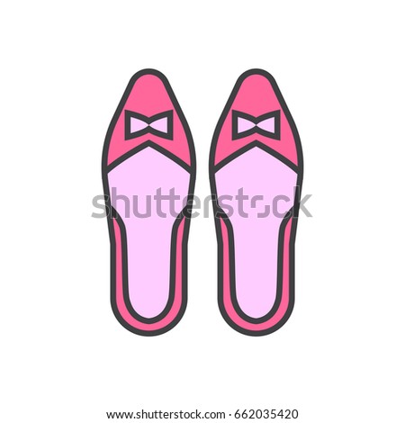 Ballerina shoes flat line icon.