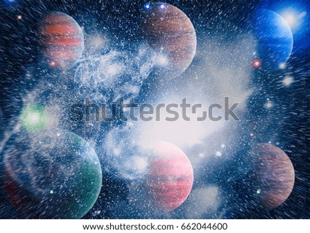 Galaxy and Planet - Elements of this Image Furnished by NASA