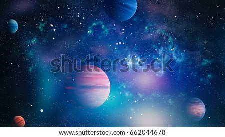 Galaxy and Planet - Elements of this Image Furnished by NASA