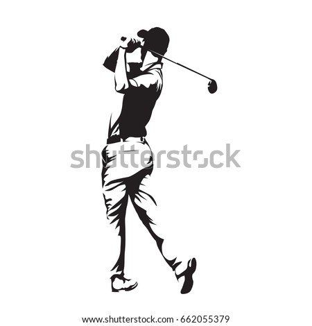 Golf player, abstract vector silhouette Royalty-Free Stock Photo #662055379