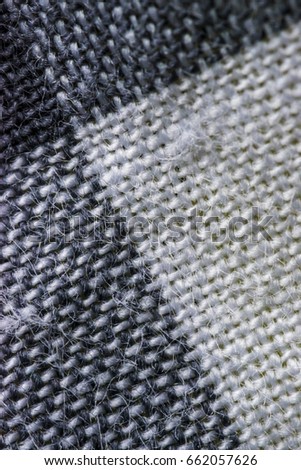 White and blue wool textile pattern macro, clothing