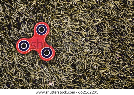 Top view of the popular spinner on a green artificial lawn