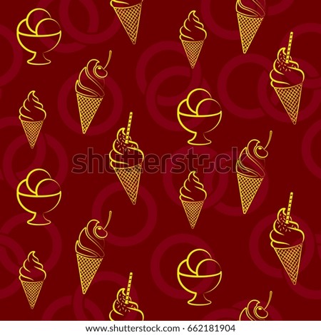 Pattern. Background texture. cakes, ice cream, coffee, croissant.