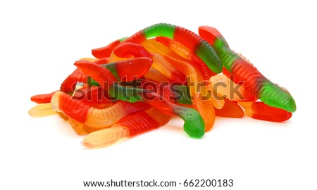 Colorful Jelly Worms Snakes isolated on white background